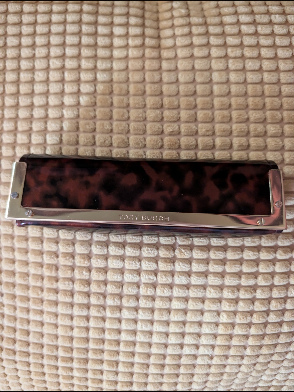 Title: Tory Burch Tortoiseshell Hard Shell Glasses Case - Gold Hardware